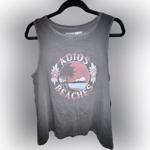 Amuse Society ADIOS BEACHES TANK Size M, Gray